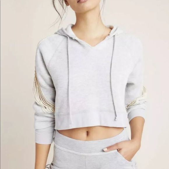 Free People Hoodie Sweatshirt Crochet Ribbed Cuff - Picture 3 of 7